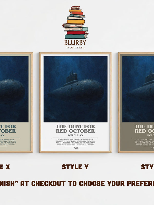 The Hunt for Red October bookish print in frame leaning in hallway – thriller wall art
