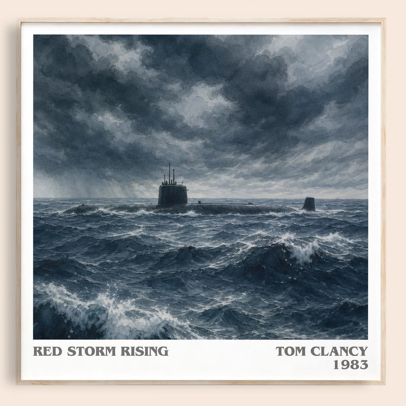 Red Storm Rising literary book poster by Tom Clancy – framed literary art print