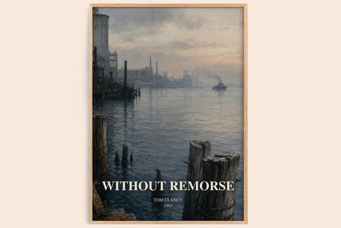 Without Remorse watercolour book poster by Tom Clancy – framed literary art print