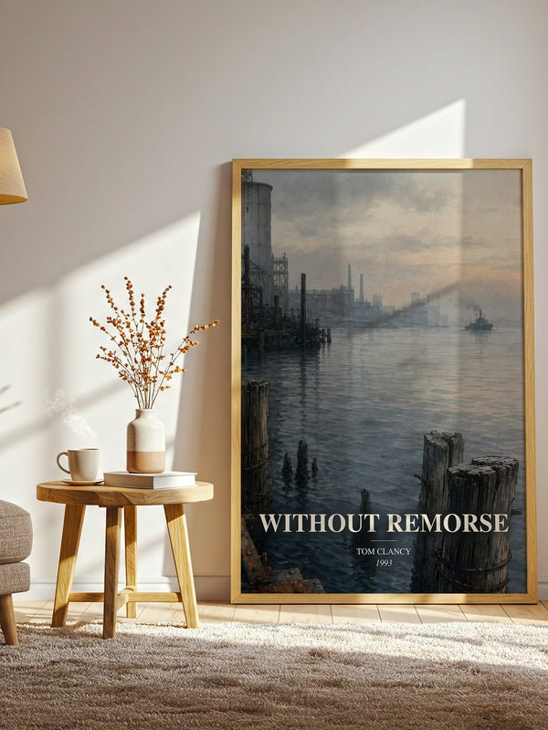 Without Remorse watercolour print in frame leaning in hallway – thriller wall art