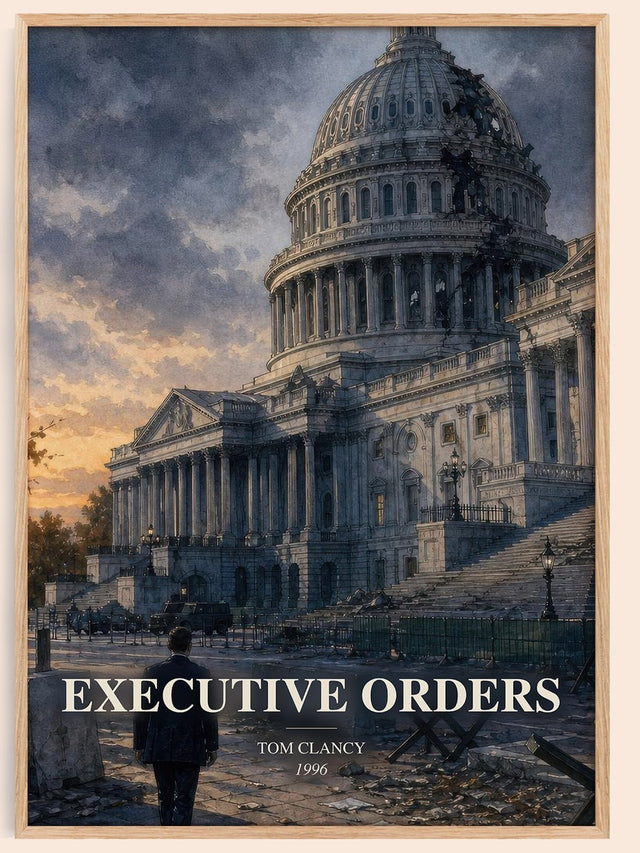 Executive Orders Book Watercolour Illustration by Tom Clancy