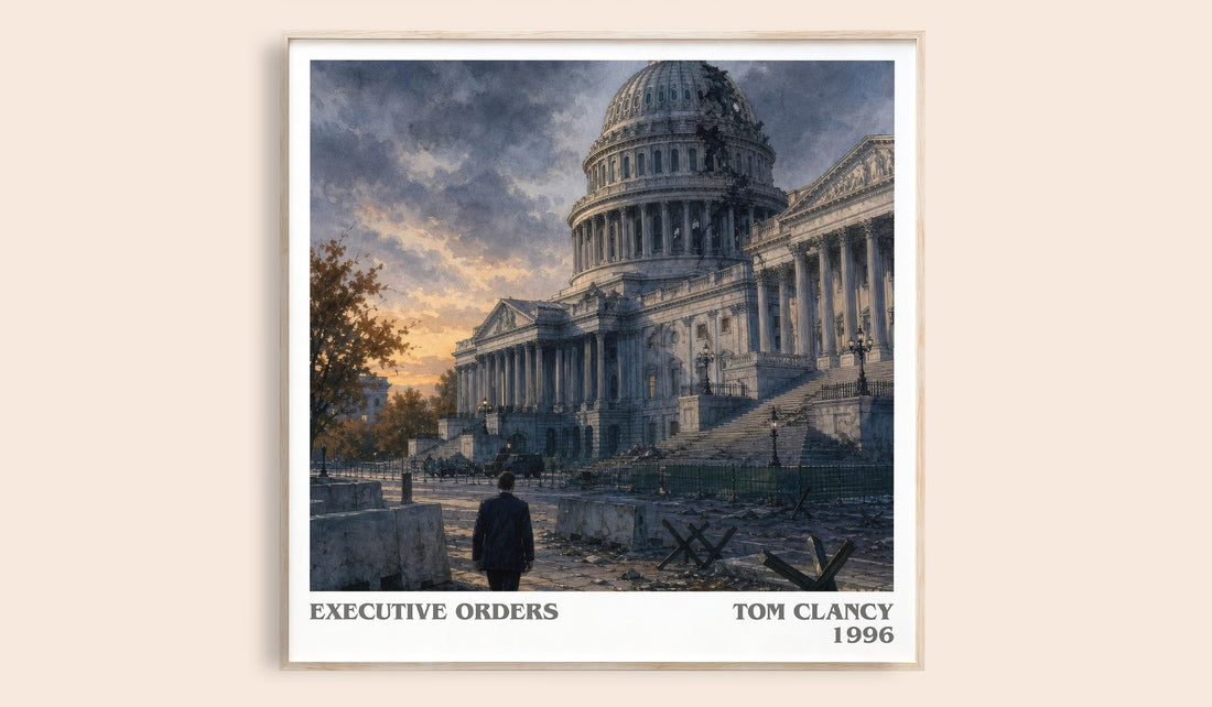 Executive Orders literary book poster by Tom Clancy – framed literary art print