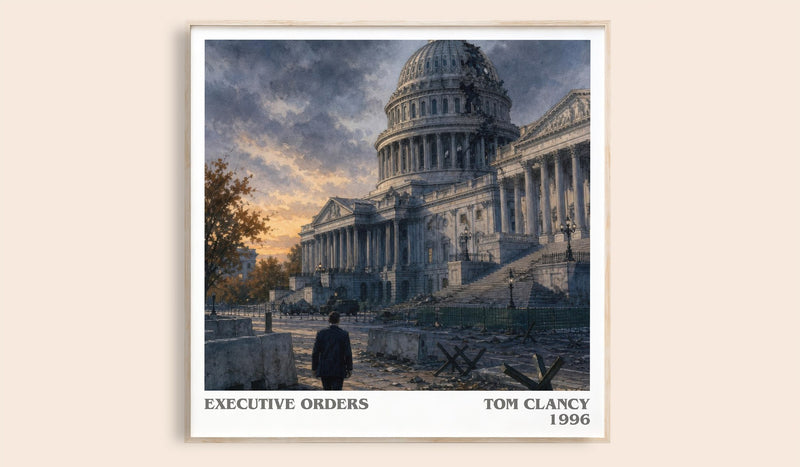 Executive Orders literary book poster by Tom Clancy – framed literary art print