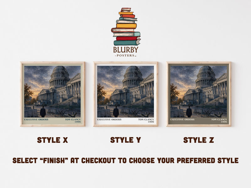 Executive Orders literary print in frame leaning in hallway – thriller wall art