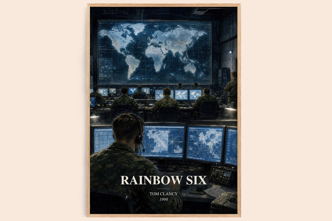 Rainbow Six watercolour book poster by Tom Clancy – framed literary art print