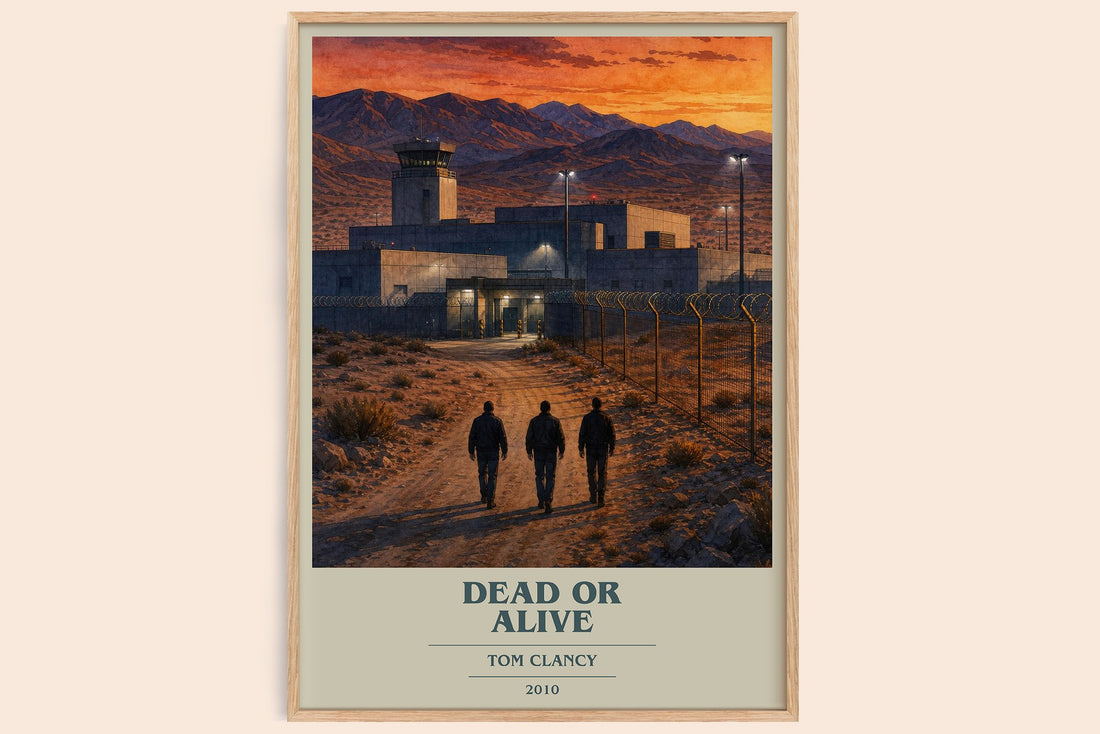 Dead or Alive book cover book poster by Tom Clancy – framed literary art print