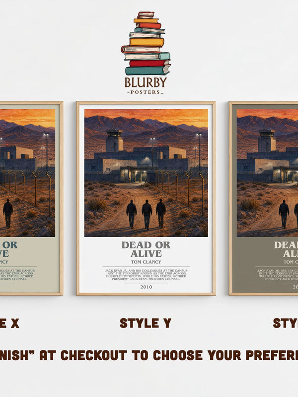 Dead or Alive bookish print in frame leaning in hallway – thriller wall art