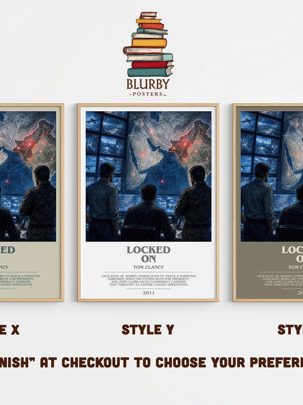 Locked On bookish print in frame leaning in hallway – thriller wall art