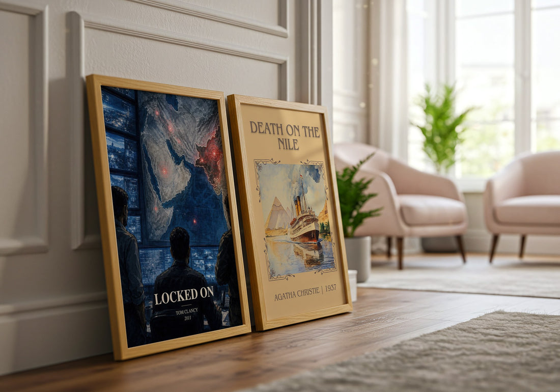 Locked On watercolour print framed by window – literary home decor