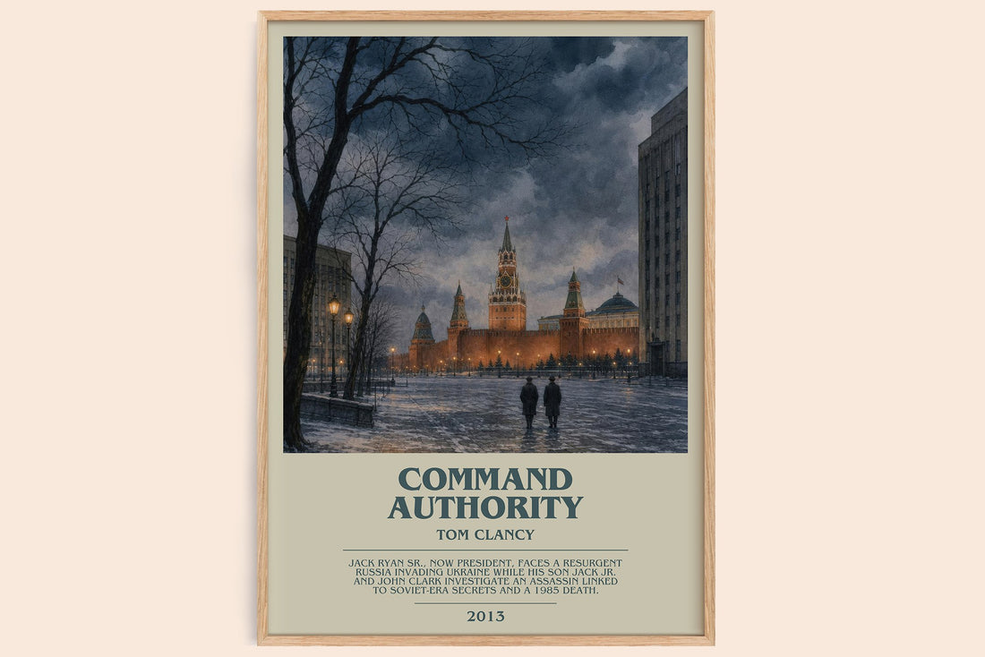 Command Authority bookish book poster by Tom Clancy – framed literary art print