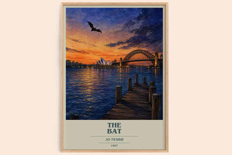 The Bat Book Cover Poster by Jo Nesbø (Modern Minimalist style)