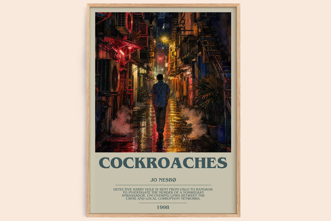 Cockroaches bookish book poster by Jo Nesbø – framed literary art print