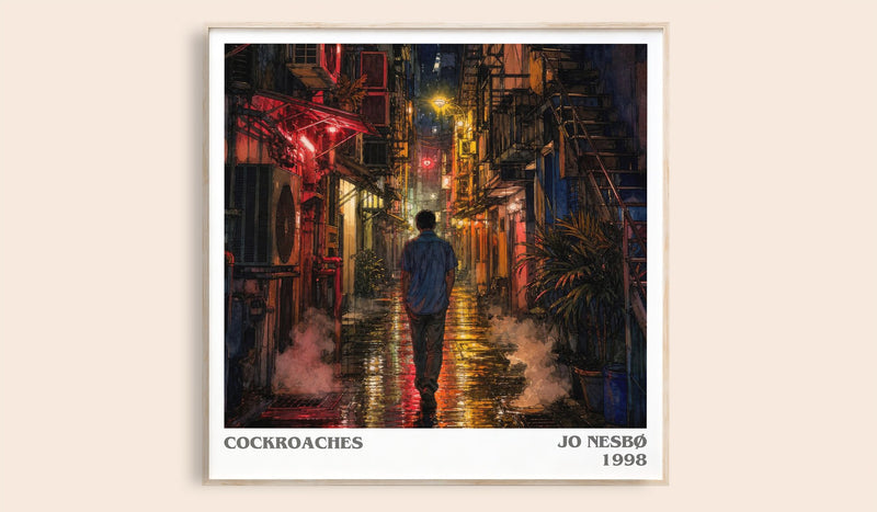 Cockroaches literary book poster by Jo Nesbø – framed literary art print