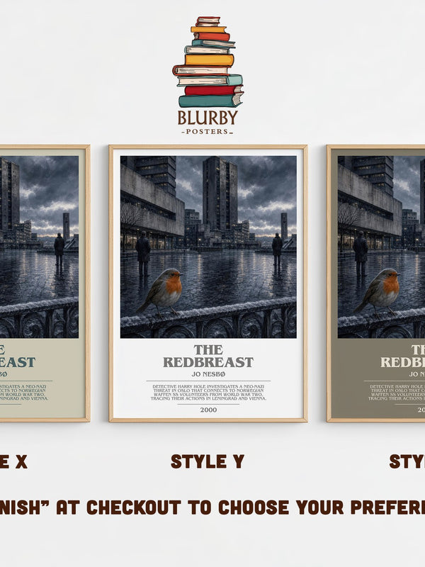 The Redbreast bookish print in frame leaning in hallway – crime wall art