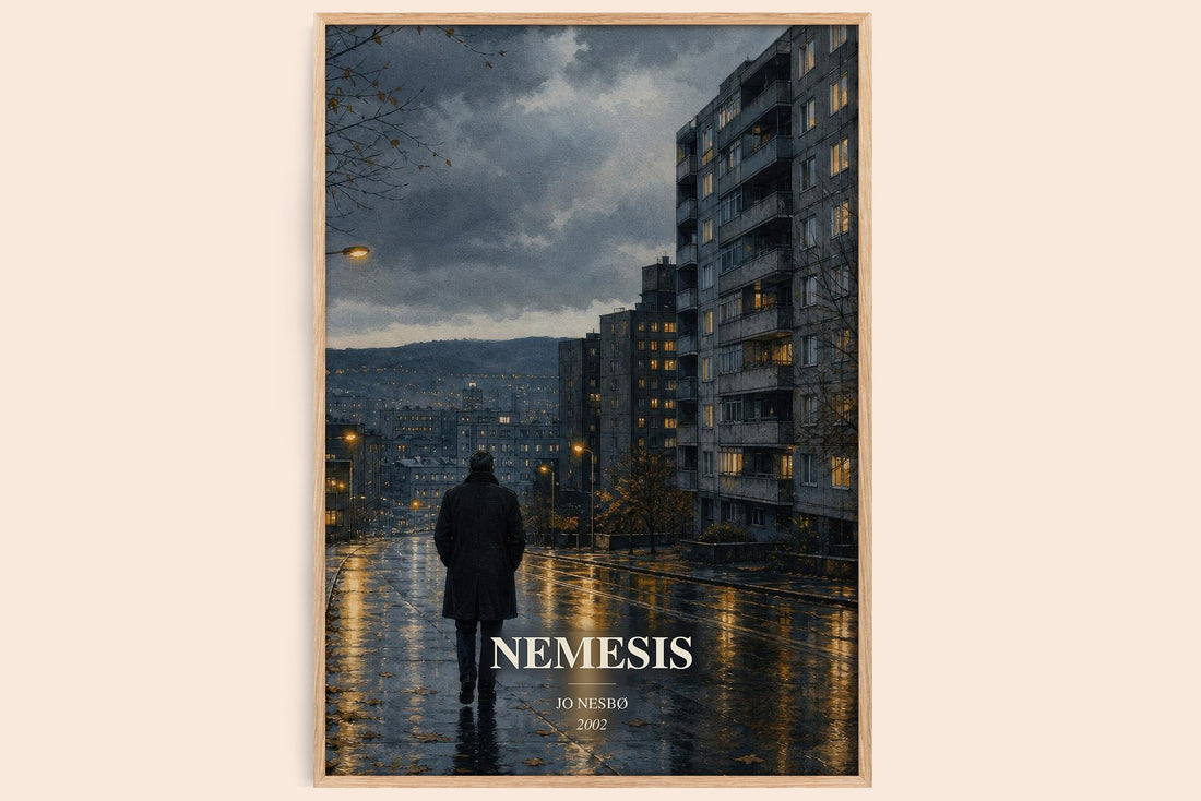 Nemesis watercolour book poster by Jo Nesbø – framed literary art print