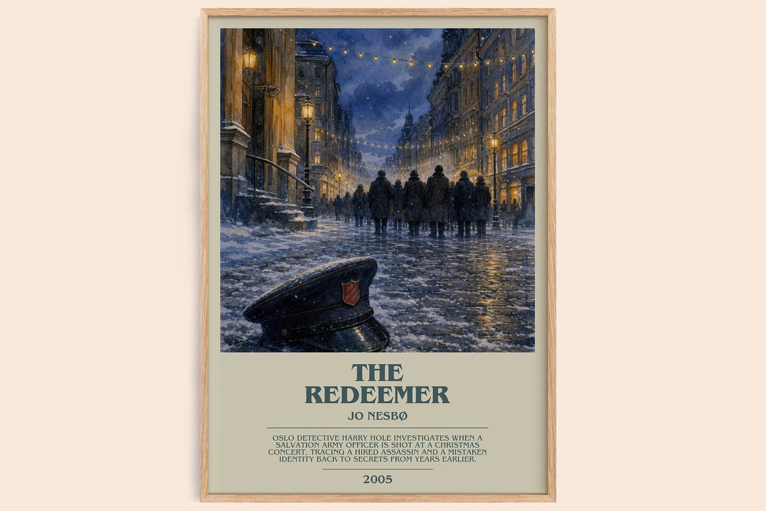 The Redeemer bookish book poster by Jo Nesbø – framed literary art print