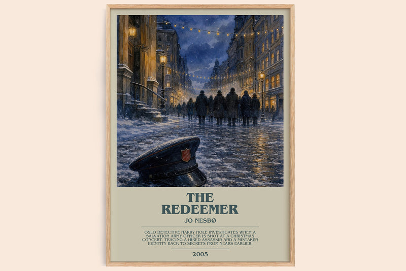 The Redeemer bookish book poster by Jo Nesbø – framed literary art print