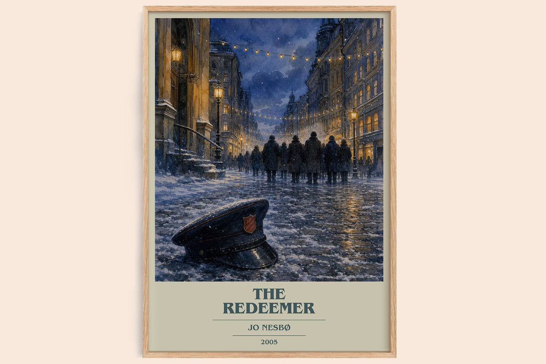 The Redeemer book cover book poster by Jo Nesbø – framed literary art print