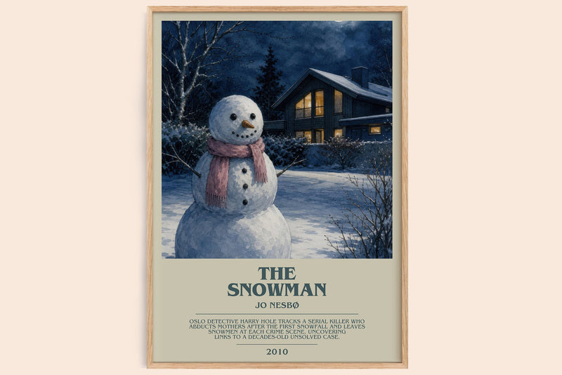 The Snowman bookish book poster by Jo Nesbø – framed literary art print