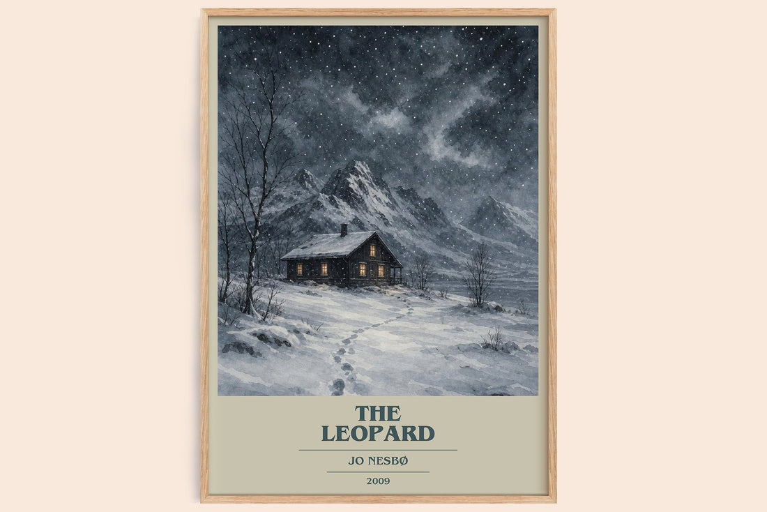 The Leopard book cover book poster by Jo Nesbø – framed literary art print