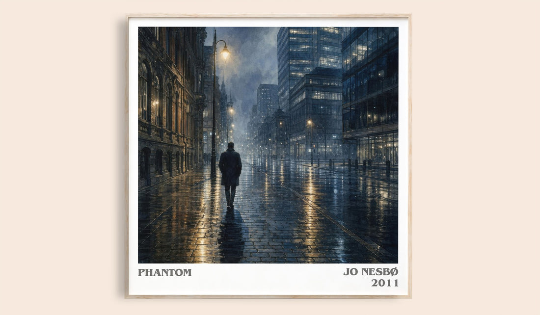 Phantom literary book poster by Jo Nesbø – framed literary art print