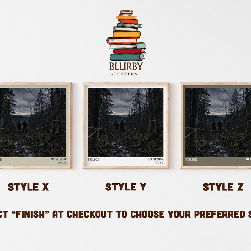 Police literary print in frame leaning in hallway – crime wall art