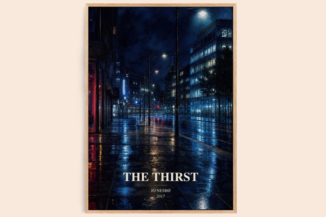 The Thirst watercolour book poster by Jo Nesbø – framed literary art print