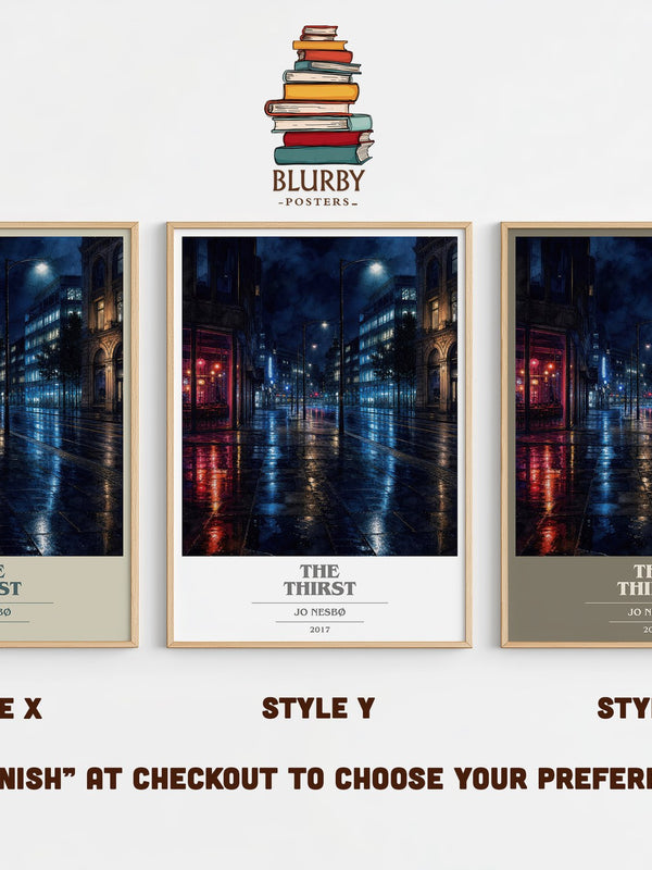 The Thirst book cover print in frame leaning in hallway – crime wall art