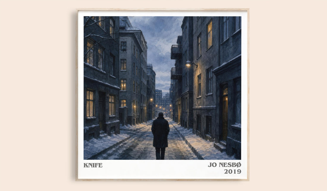 Knife literary book poster by Jo Nesbø – framed literary art print