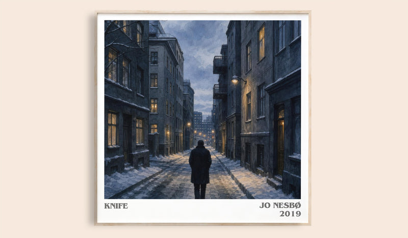 Knife literary book poster by Jo Nesbø – framed literary art print