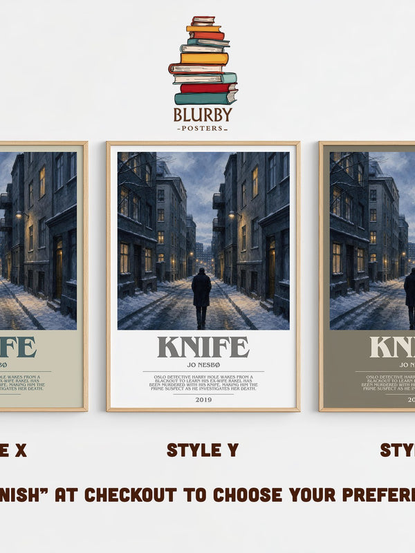 Knife bookish print in frame leaning in hallway – crime wall art