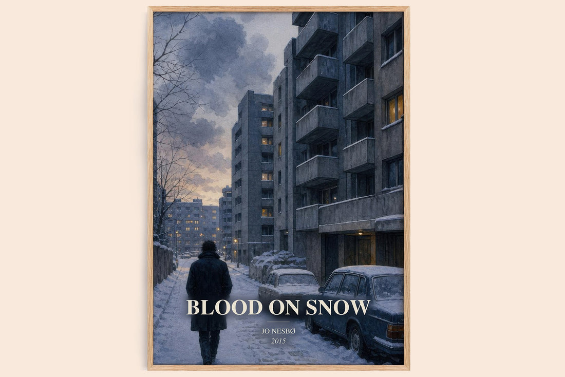 Blood on Snow watercolour book poster by Jo Nesbø – framed literary art print