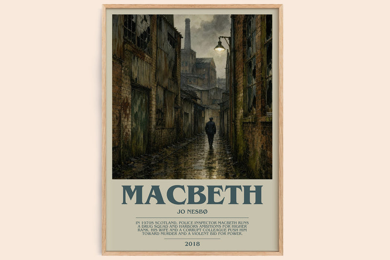 Macbeth bookish book poster by Jo Nesbø – framed literary art print