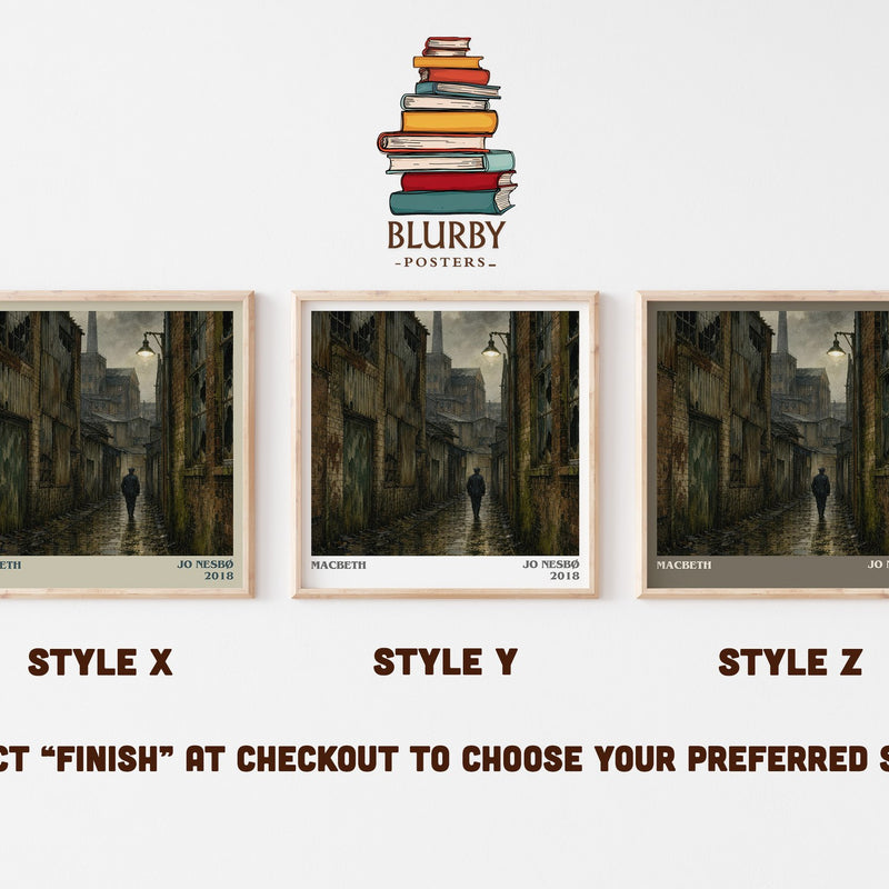 Macbeth literary print in frame leaning in hallway – crime wall art