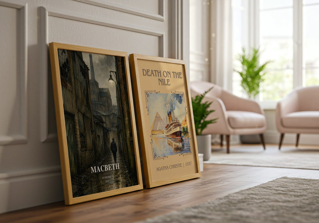Macbeth watercolour print framed by window – literary home decor