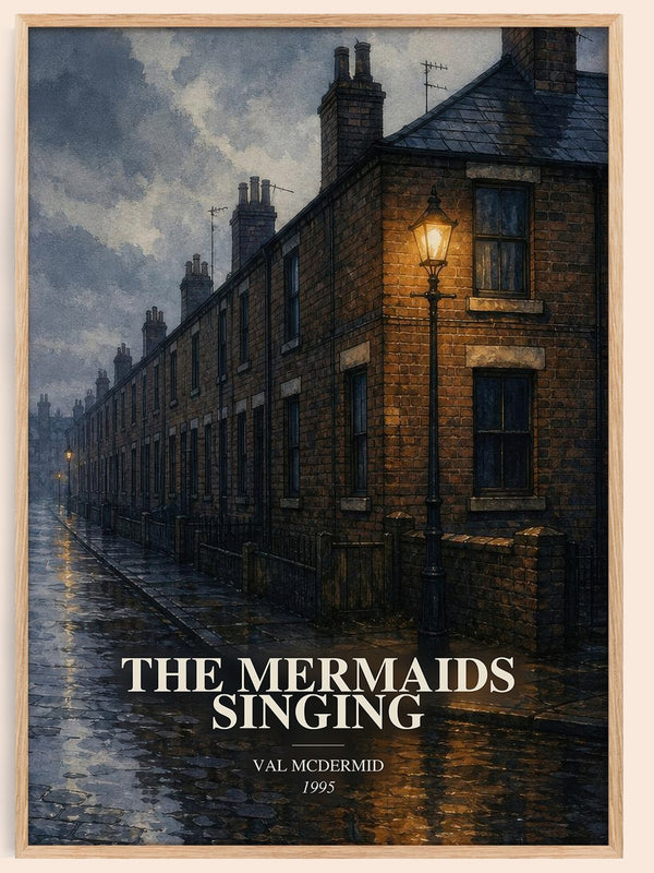 The Mermaids Singing watercolour book poster by Val McDermid – framed literary art print