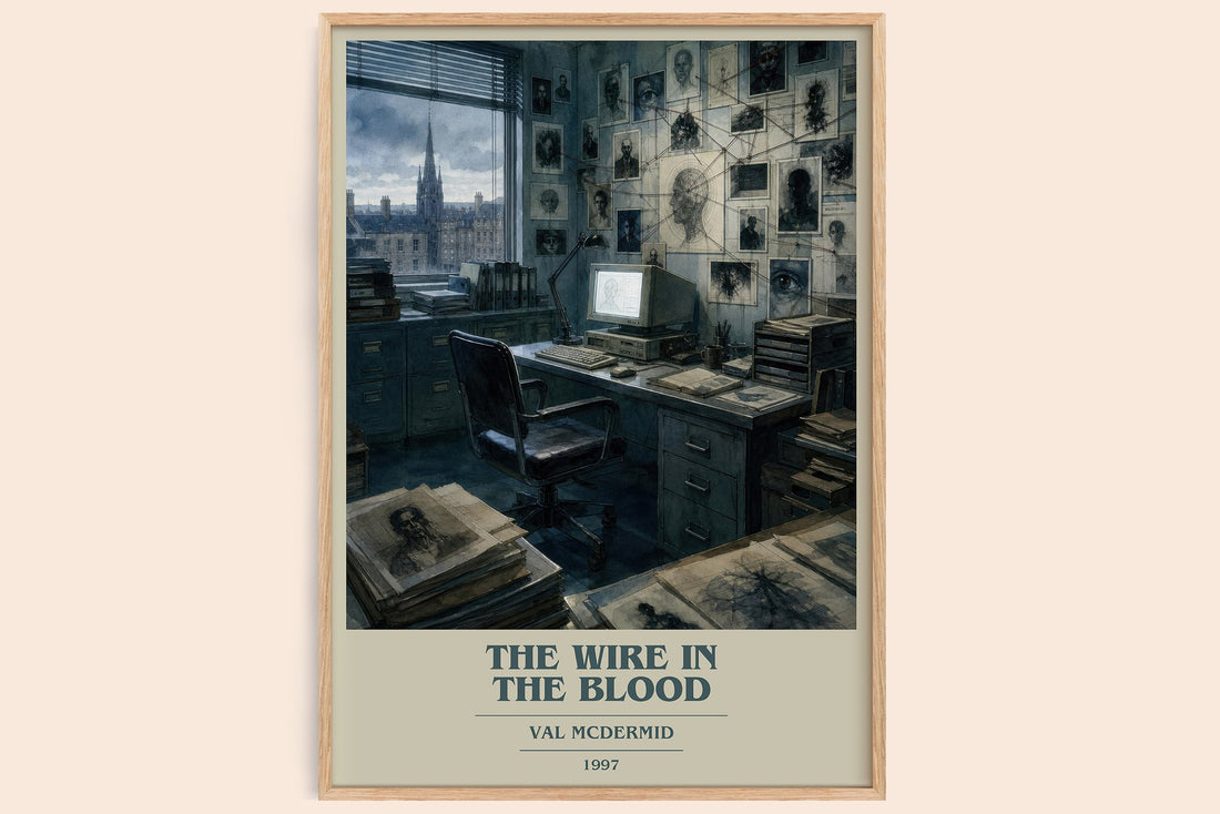 The Wire in the Blood book cover book poster by Val McDermid – framed literary art print