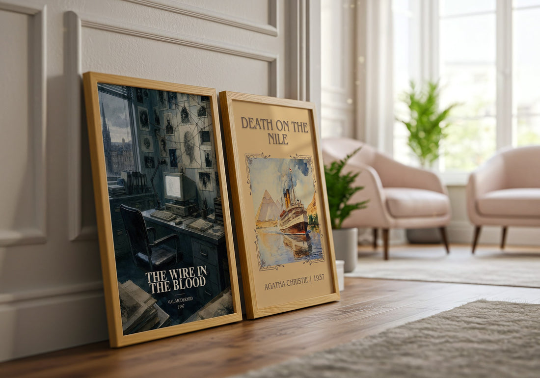 The Wire in the Blood watercolour print framed by window – literary home decor