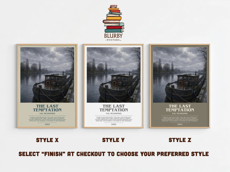 The Last Temptation bookish print in frame leaning in hallway – crime wall art