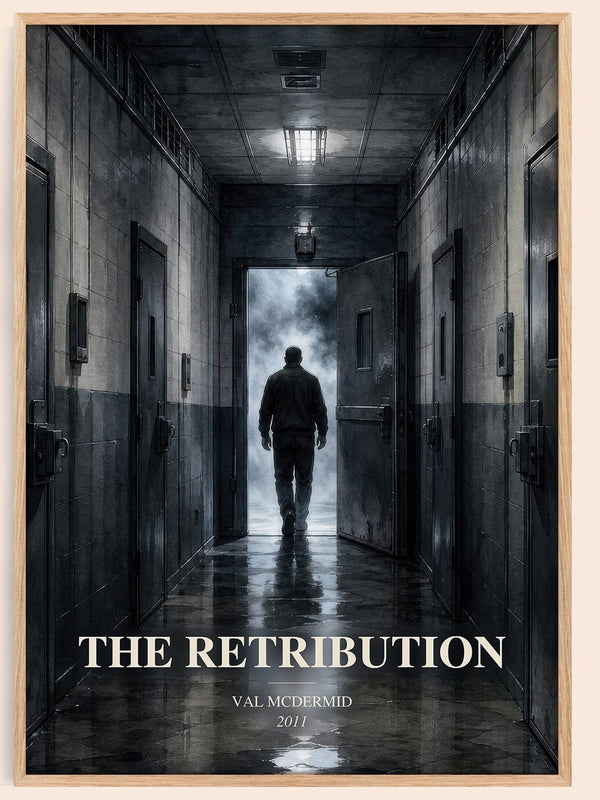 The Retribution watercolour book poster by Val McDermid – framed literary art print
