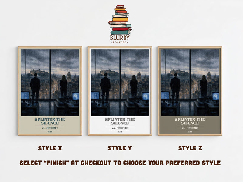 Splinter the Silence book cover print in frame leaning in hallway – crime wall art