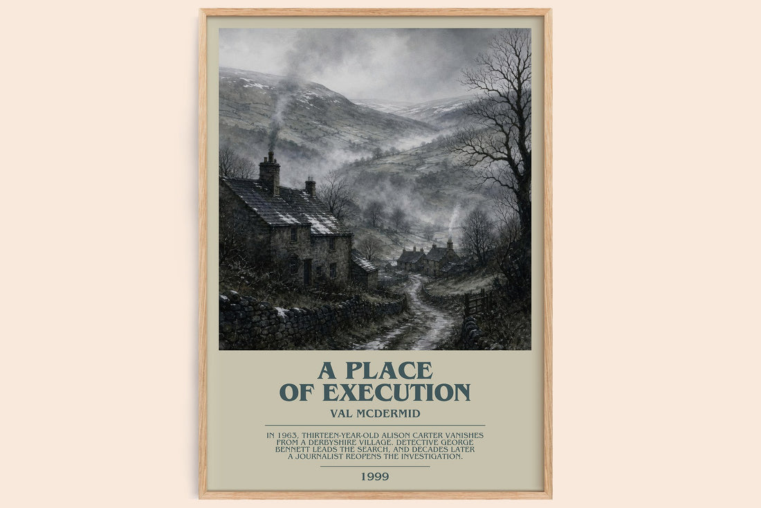 A Place of Execution bookish book poster by Val McDermid – framed literary art print