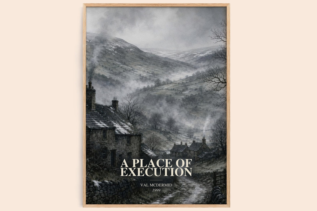 A Place of Execution watercolour book poster by Val McDermid – framed literary art print