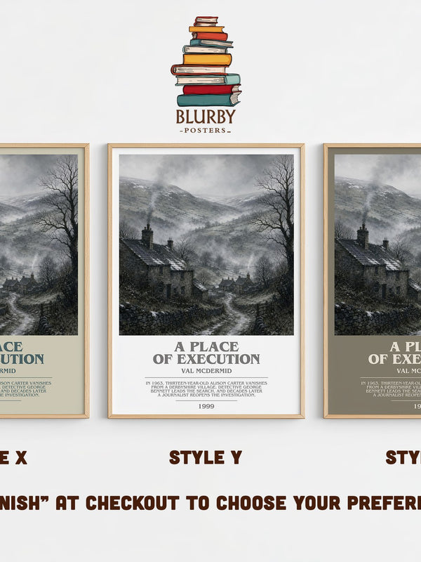 A Place of Execution bookish print in frame leaning in hallway – crime wall art
