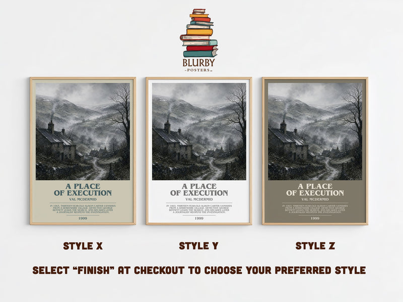 A Place of Execution bookish print in frame leaning in hallway – crime wall art