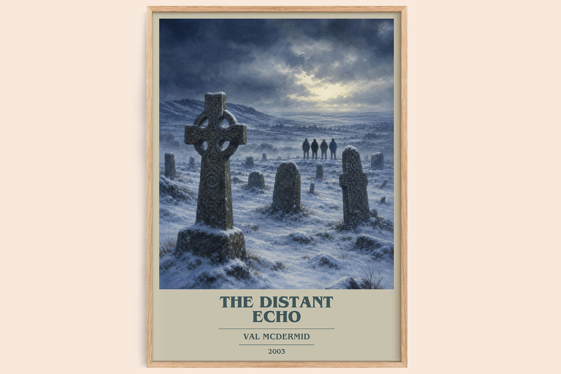 The Distant Echo book cover book poster by Val McDermid – framed literary art print