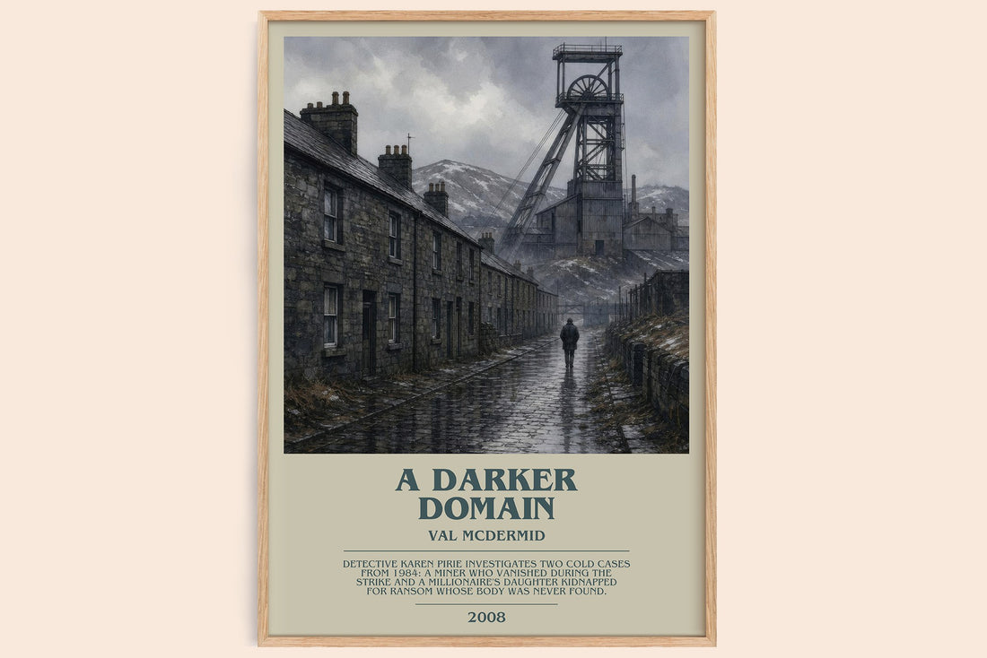 A Darker Domain bookish book poster by Val McDermid – framed literary art print