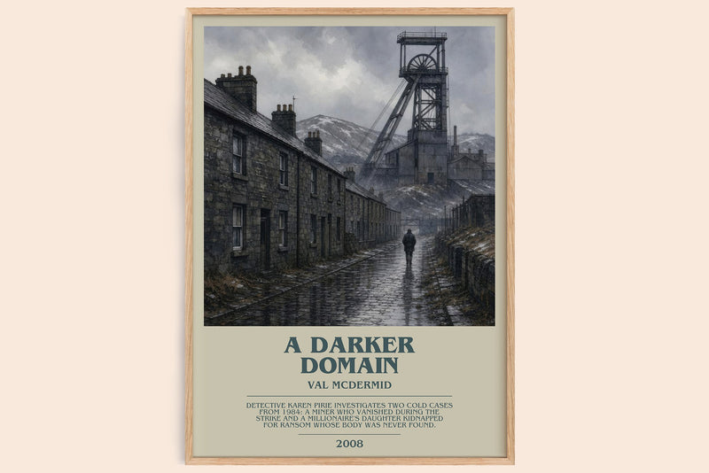 A Darker Domain bookish book poster by Val McDermid – framed literary art print