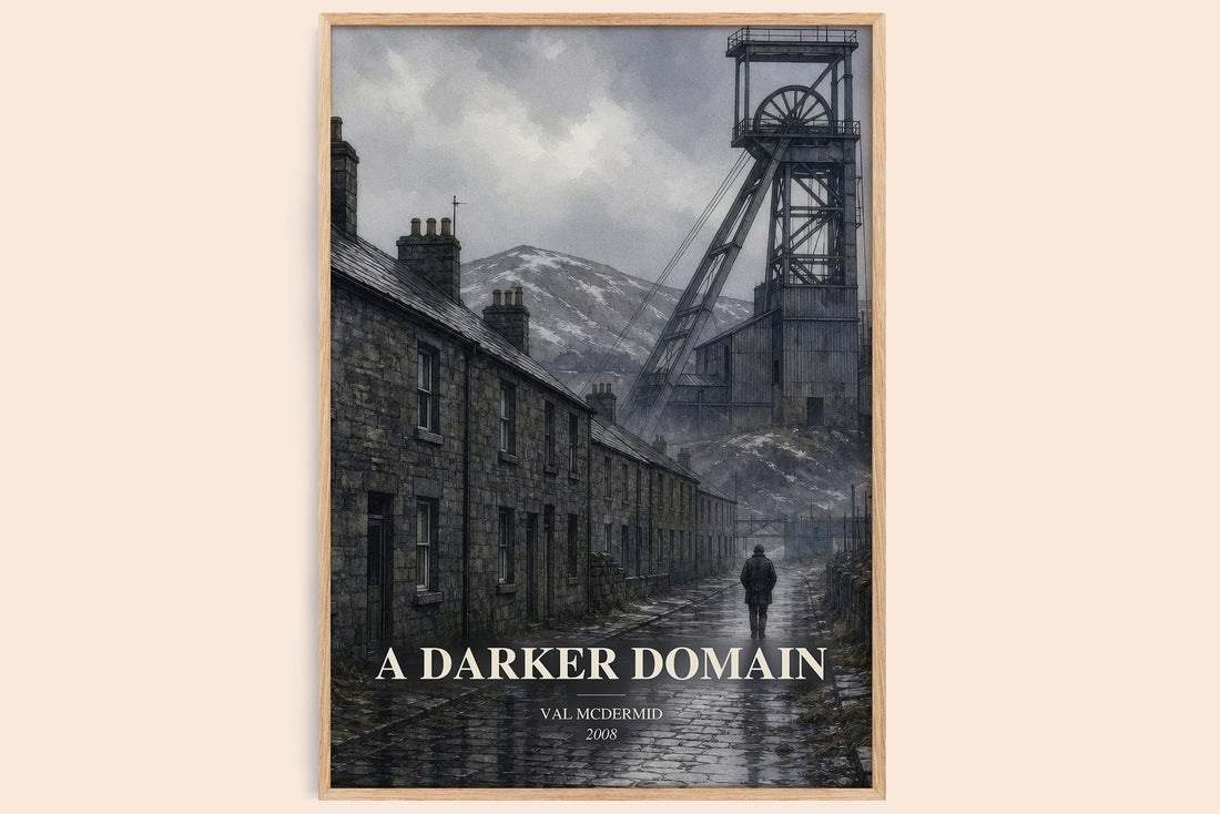 A Darker Domain watercolour book poster by Val McDermid – framed literary art print