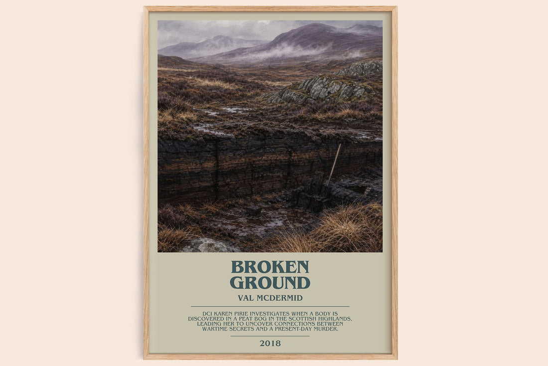 Broken Ground bookish book poster by Val McDermid – framed literary art print